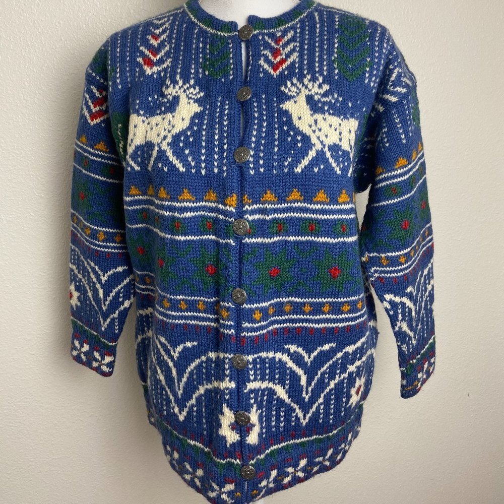 Dale Of Norway Norwegian Scandinavian Knit Wool Knit Sweater Cardigan Size M/L